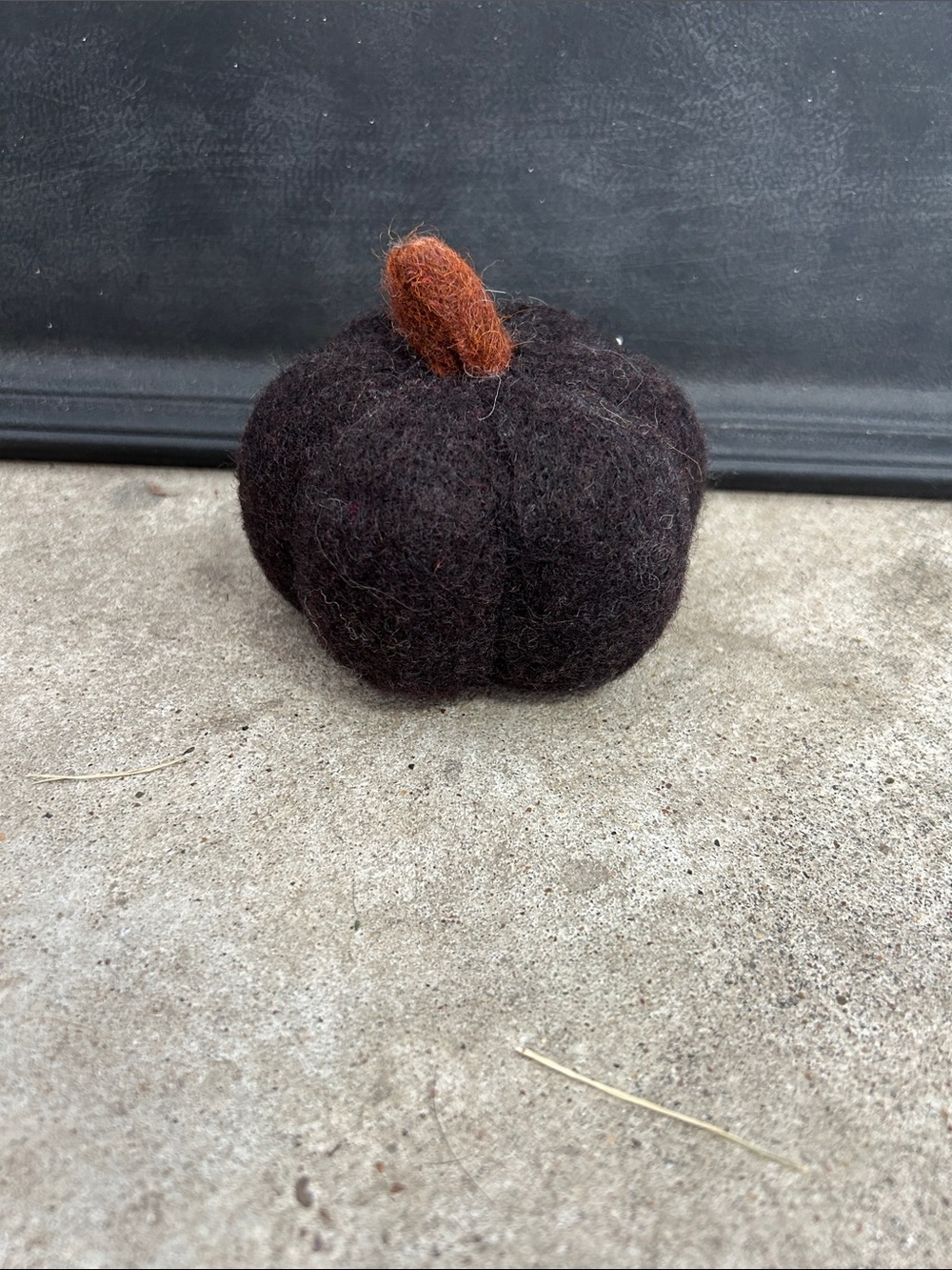 Handmade Dark Brown Felt Pumpkin with Rust Stem - Home Art Decor